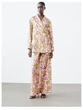 Zara Ikat Print Wrap Blouse w/ Tie Waist | NWT | Size S